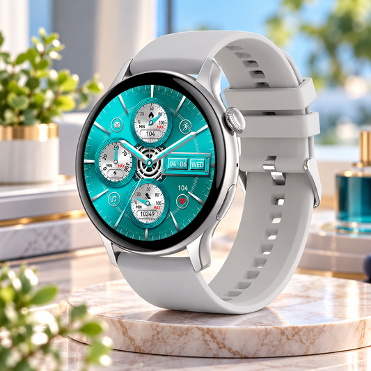 Ceas Smartwatch New Style Collection IdealStore, Ecran AMOLED HD 1.43 inch, Preluare Apeluri si Mesaje Bluetooth, NFC, Monitorizare Ritm Cardiac si Somn, Asistent Vocal, Difuzor si Microfon incorporat, IP67, Android-IOS, Long Battery, Gray Edition