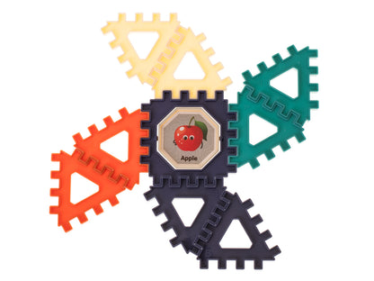 Set blocuri de constructie KIK, pista bile, 110 elemente, 3 ani+, multicolor