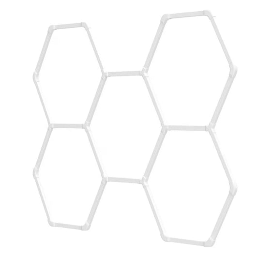 Sistem de Iluminat LED idealStore Hexagonal, Putere 168W, Lumina Alb Rece 6000K, Luminozitate 16800LM, Tensiune Alimentare 220V-240V, Dimensiune 234x164