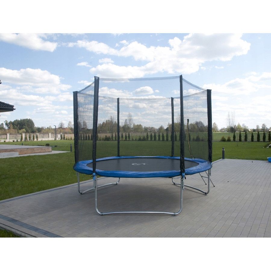 Trambulina Copii cu Plasa de Protectie si Scara, SUPER JUMP, Diametru 250 cm, Inchidere Safe Lock, Protectie Anti-Soc, Constructie Solida, Stabila, Rezistenta la Coroziune, Certificari CE-TUV-GS, Albastru/Negru