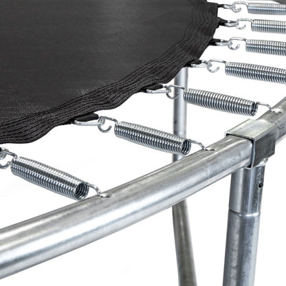 Trambulina Copii cu Plasa de Protectie si Scara, SUPER JUMP, Diametru 250 cm, Inchidere Safe Lock, Protectie Anti-Soc, Constructie Solida, Stabila, Rezistenta la Coroziune, Certificari CE-TUV-GS, Albastru/Negru