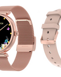 Smartwatch idealSTORE UnikWATCH, 2 Bratari, Functie de Inregistrare Voce, Apeluri Bluetooth, Afisaj AMOLED, Memento, Asistent vocal, Control Playlist Muzical, Urmarire GPS, Moduri Sportive, Rezistent la apa, Monitor Somn, Comanda Vocala, Culoare Gold