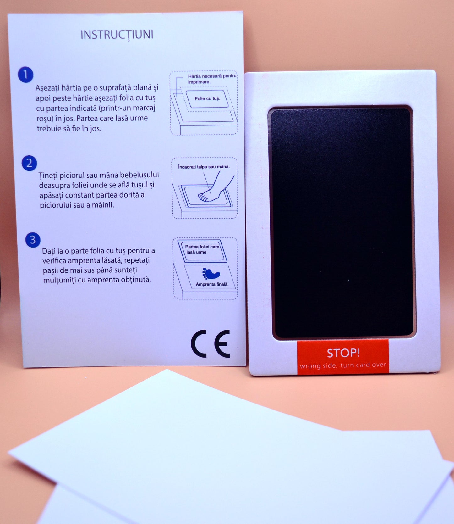 Kit amprenta cu tus, non-toxic, pentru bebelusi, dimensiuni amprenta 5.7 x 9.9 cm, negru Sim Online