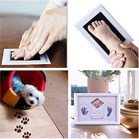 Kit amprenta cu tus, non-toxic, pentru bebelusi, dimensiuni amprenta 5.7 x 9.9 cm, negru Sim Online