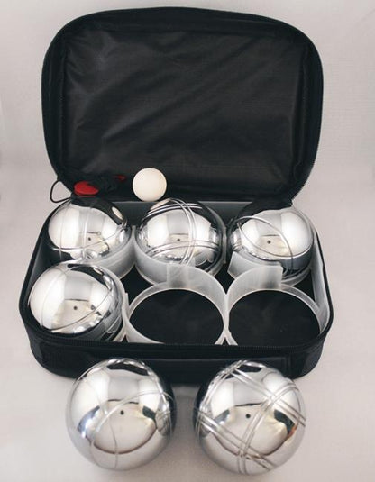 Joc Petanque cu 6 bile metal, pentru 2 echipe, cu geanta transport, E-Jet Sport, Argintiu