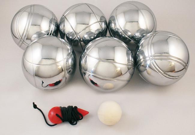 Joc Petanque cu 6 bile metal, pentru 2 echipe, cu geanta transport, E-Jet Sport, Argintiu