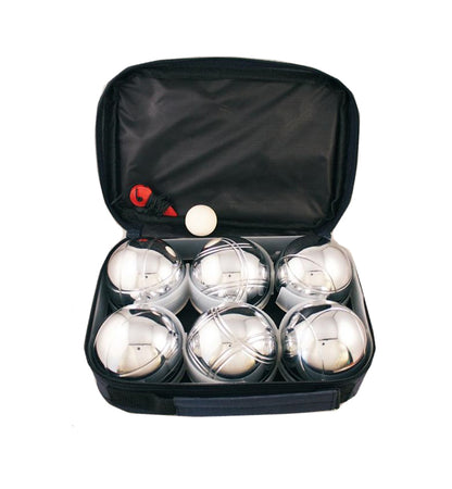 Joc Petanque cu 6 bile metal, pentru 2 echipe, cu geanta transport, E-Jet Sport, Argintiu
