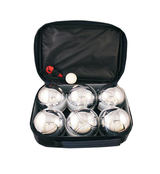 Joc Petanque cu 6 bile metal, pentru 2 echipe, cu geanta transport, E-Jet Sport, Argintiu