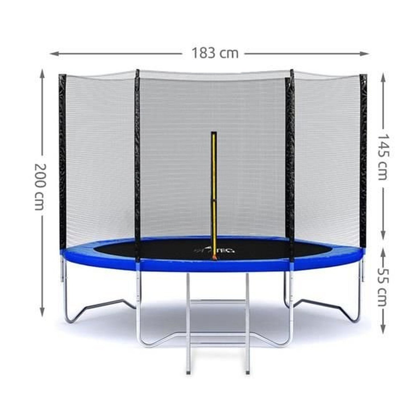 Trambulina copii idealSTORE, Diametru 183 cm, Fabricata din Otel, 42 de arcuri, Sarcina 150 de Kg, Scara de Acces