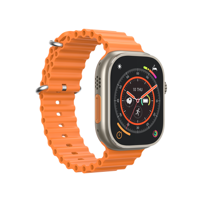 Ceas SmartWatch, DIGZ, Carcasa UltraSlim, 2.2' 49 mm IPS Touch, Apel Bluetooth, Oximetru SpO2, Monitorizare Ritm Cardiac si Tensiune Arteriala, Notificari Apel si Retele Sociale, Multi Sport, Calorii, Portocaliu