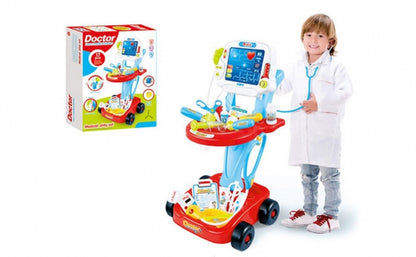 Stand de Doctor cu monitor ECG si 17 accesorii, Albastru/Rosu