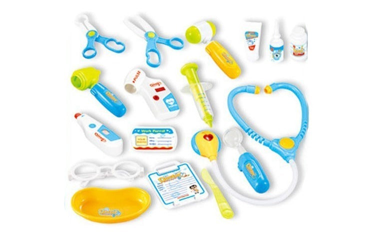 Stand de Doctor cu monitor ECG si 17 accesorii, Albastru/Rosu