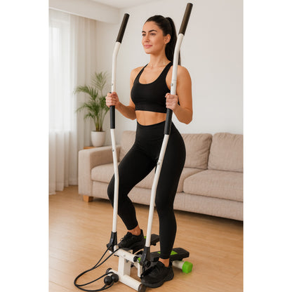 Stepper Reglabil idealSTORE cu Manere Antiderapante si Corzi Elastice, Sistem Twist, Calculator 5 Functii