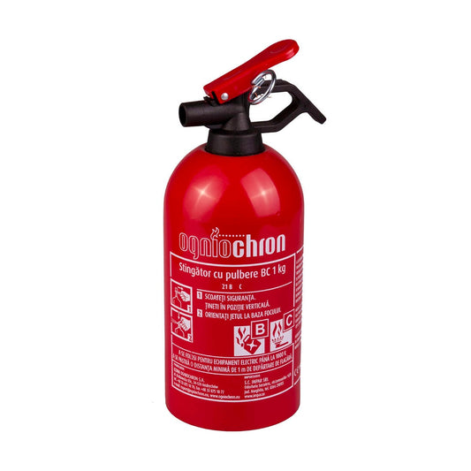 Stingator auto reincarcabil 1KG cu pulbere BC , omologat U.E. , usor de folosit , de nelipsit in masina , valabilitate 5 ani
