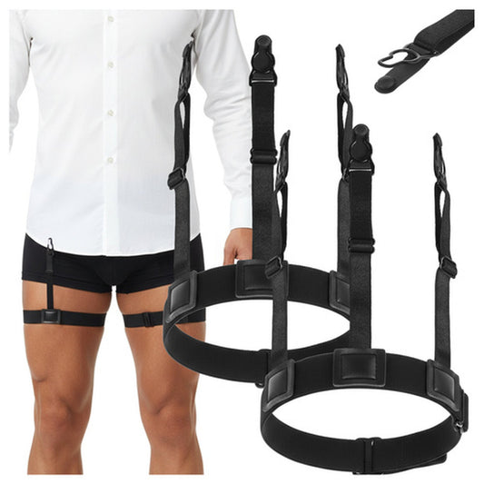 Bretele suport camasa idealSTORE reglabile, elastice antialunecare, prindere sigura, negru