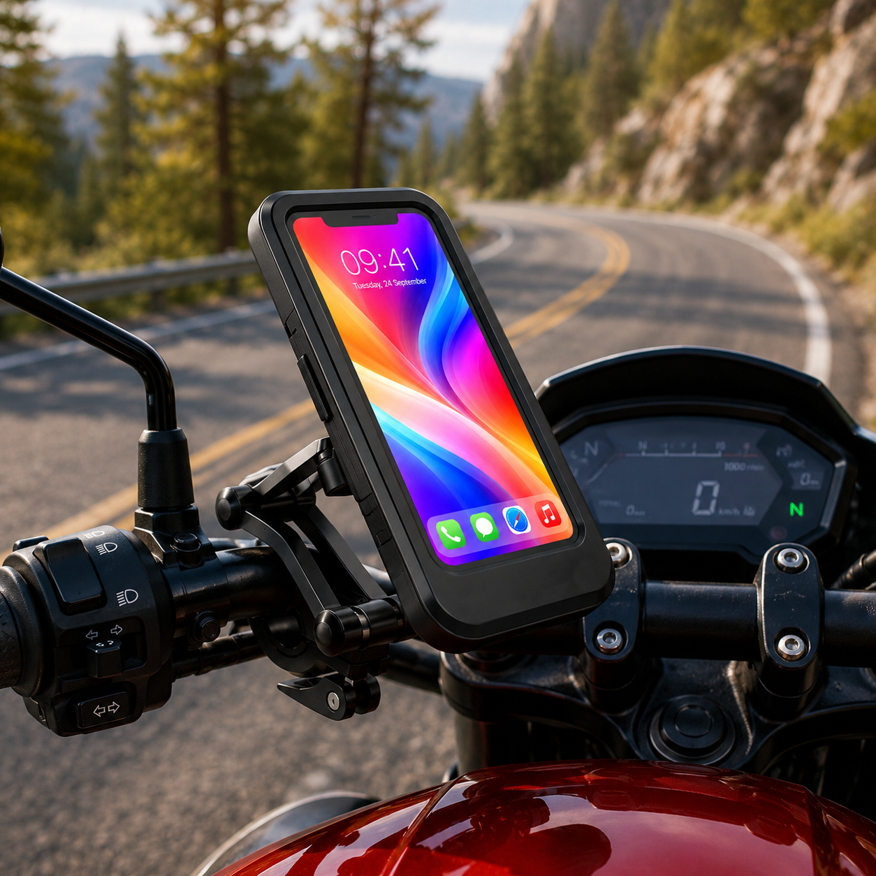 Suport Telefon Bicicleta idealSTORE Impermeabil cu Rotire 360 si Fixare pe Ghidon