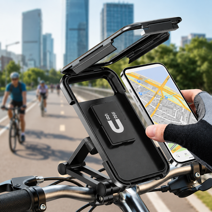 Suport Telefon Bicicleta idealSTORE Impermeabil cu Rotire 360 si Fixare pe Ghidon