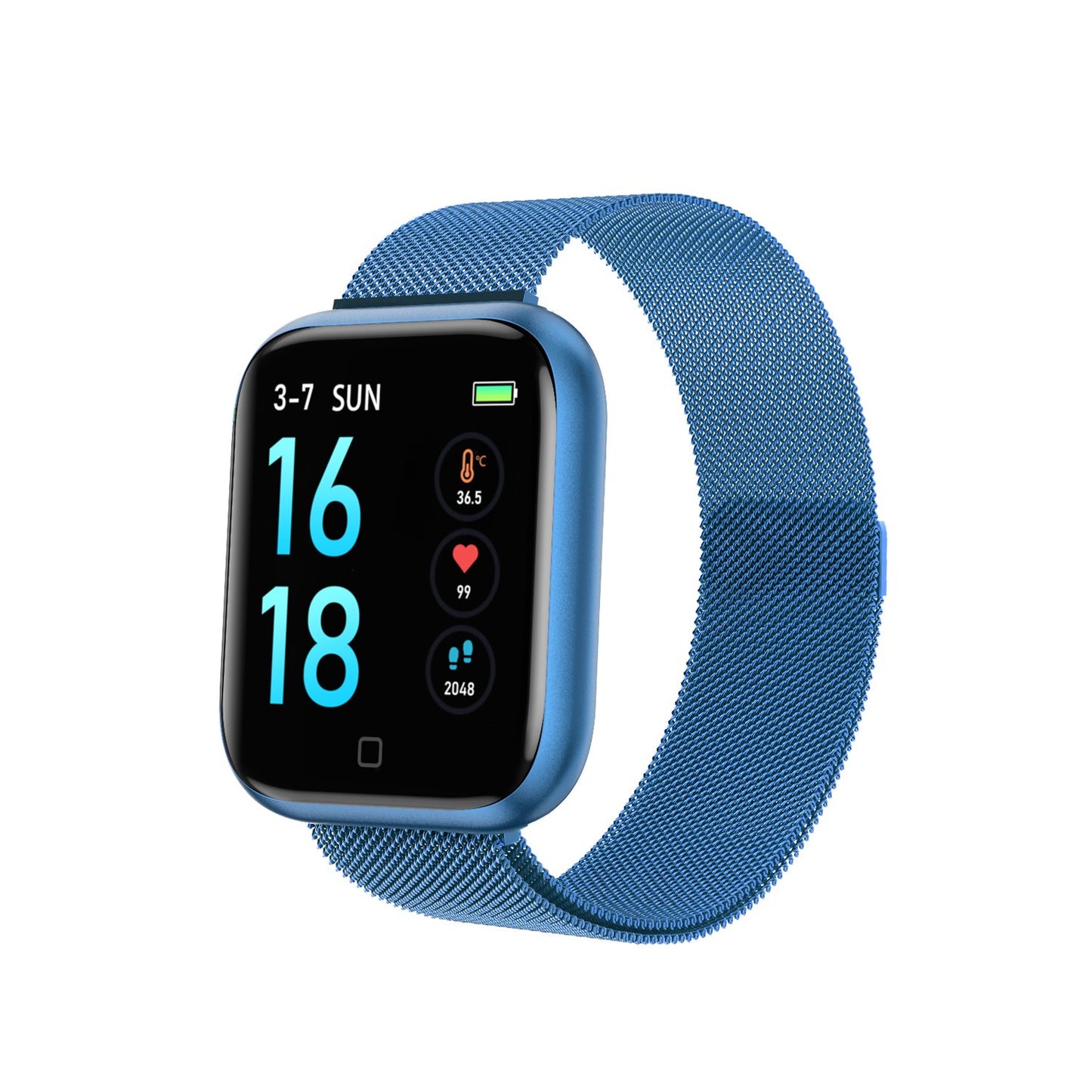 Ceas SmartWatch CRISTAL TIME 80 Fashion, Display IPS color TFT de 1.3 inch, Masurarea ritmului cardiac, Monitorizarea somnului, Muzica si Fotografii, Memento, Albastru