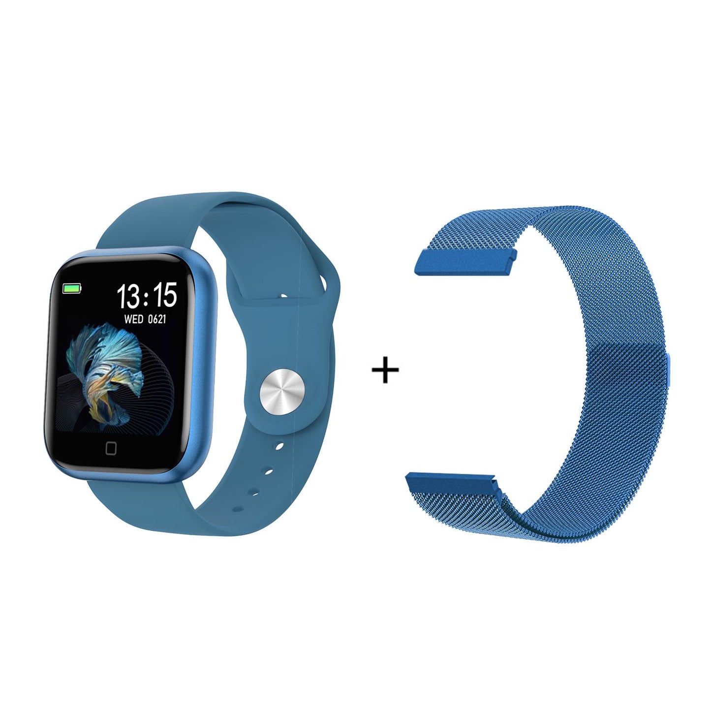 Ceas SmartWatch CRISTAL TIME 80 Fashion, Display IPS color TFT de 1.3 inch, Masurarea ritmului cardiac, Monitorizarea somnului, Muzica si Fotografii, Memento, Albastru