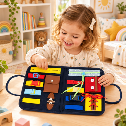 Tableta Senzoriala idealStore FunMon, tip Montessori, cu 14 Elemente, Dezvolta abilitatile Psihomotorii, Hraneste Curiozitatea si Stimuleaza Simturile, Portabil