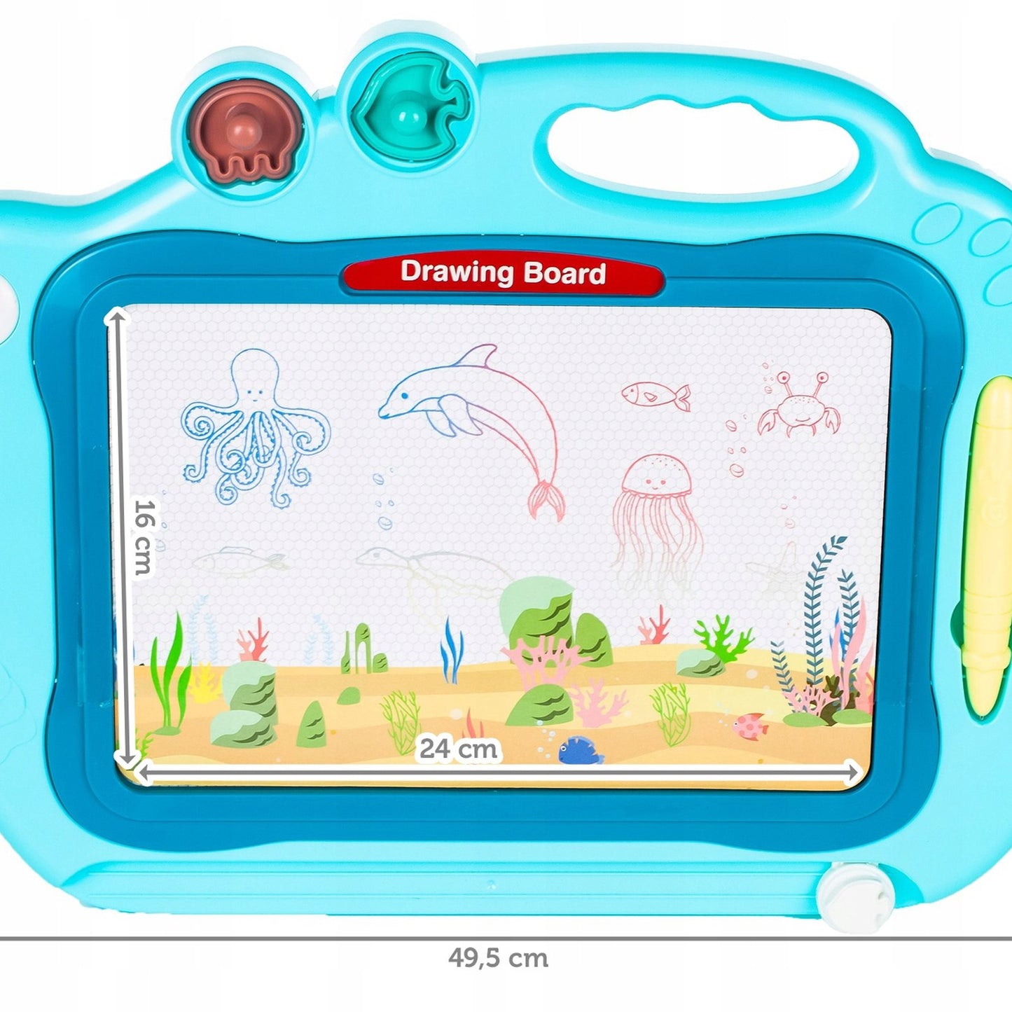 Tablita magnetica copii Funny Fish cu stampile si suprafata de desen