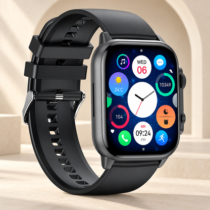 Smartwatch idealSTORE TESSLA 11 Pro, Ecran AMOLED, Apel Bluetooth cu Difuzor si Microfon, Monitor Somn si Sport, NFC, AI Voice, Monitorizare Sanatate, Aplicatii Bursiere, Prognoza Meteo, Notificari Facebook, Whatssapp, Instagram, culoare Negru