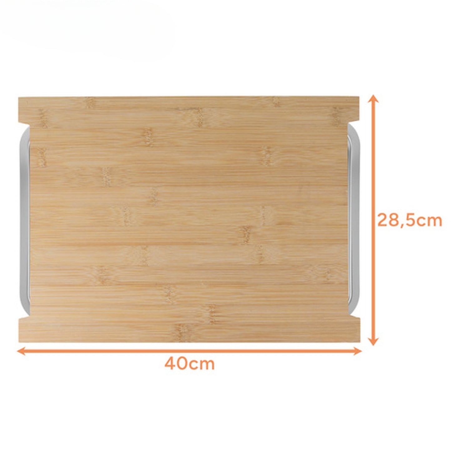 Tocator din Bambus Natural cu Recipiente Integrate si Sertare Culisante din Otel Inoxidabil 40x28.5 cm IdealStore