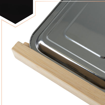 Tocator din Bambus Natural cu Recipiente Integrate si Sertare Culisante din Otel Inoxidabil 40x28.5 cm IdealStore