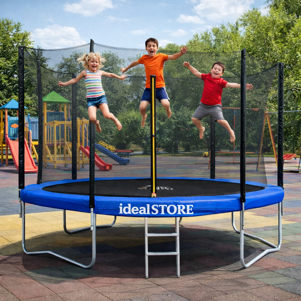 Trambulina Malatec pentru Copii si Adulti, Diametru 305cm 10FT, Scarita Inclusa, Capacitate 150kg, Plasa Laterala cu Fermoar