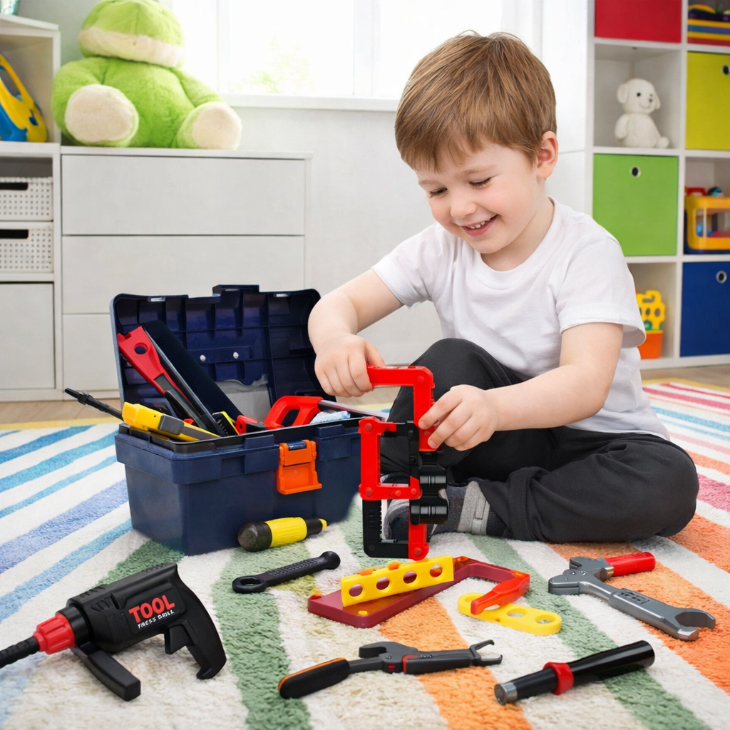 Trusa de scule Micul Mecanic idealSTORE ,Include multiple elemente de bricolaj