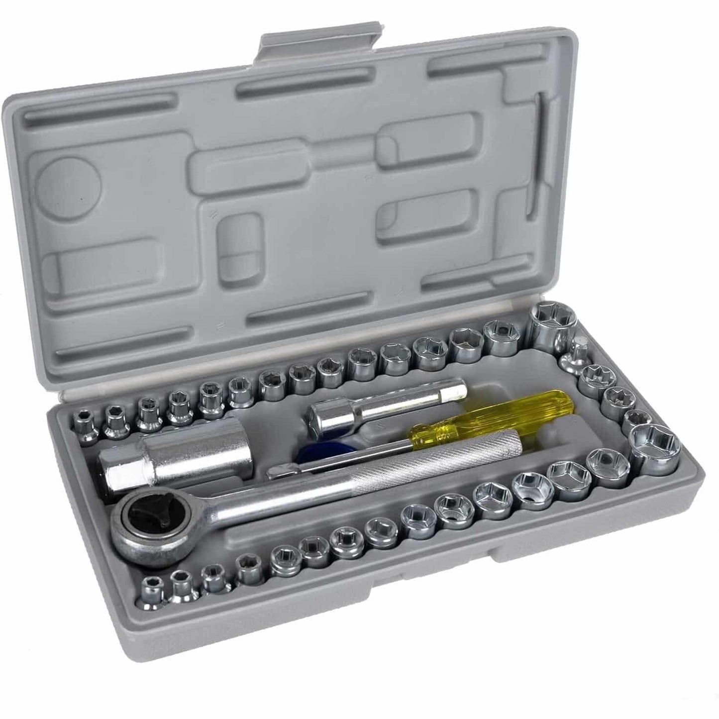 Trusa Chei Tubulare idealSTORE 40 de Piese, Material Otel Crom-Vanadium, Cutie pentru Depozitare Inclusa, Rezistent la Coroziune, Deformare si Fisurare