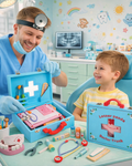 Trusa medicala dentist din lemn pentru copii Doctor Panda cu valiza