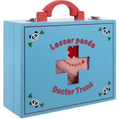 Trusa medicala dentist din lemn pentru copii Doctor Panda cu valiza