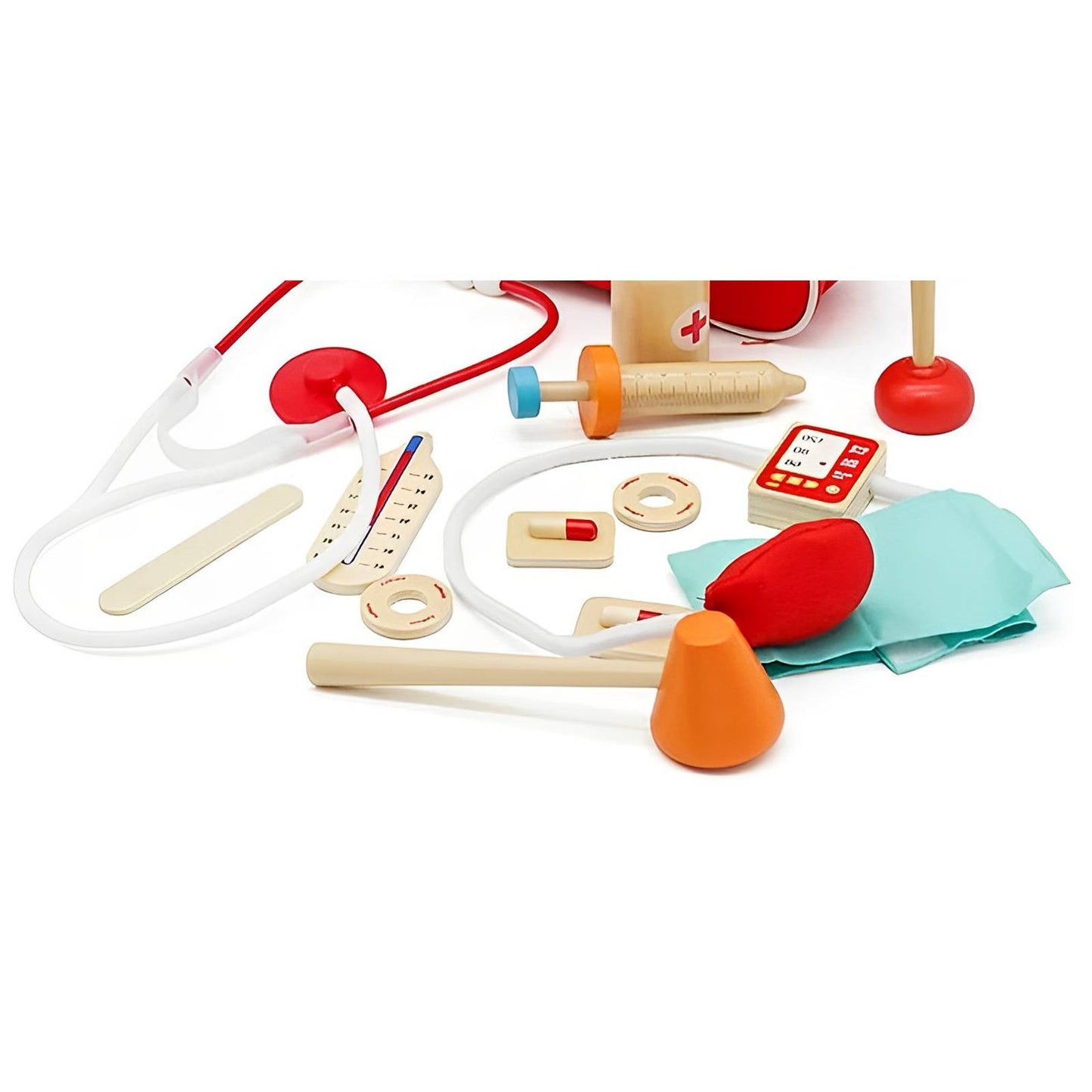 Trusa medicala copii din lemn cu accesorii si geanta depozitare
