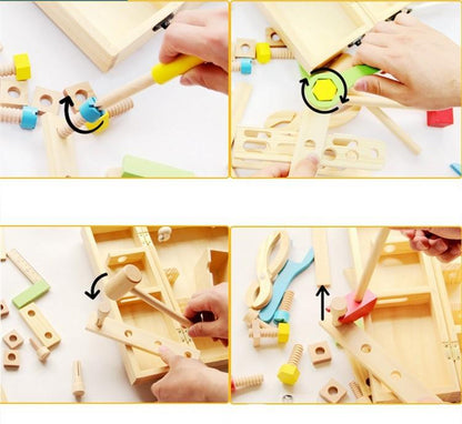 Trusa de scule din lemn cu 40 de accesorii, dimensiuni trusa 30 x 20 cm