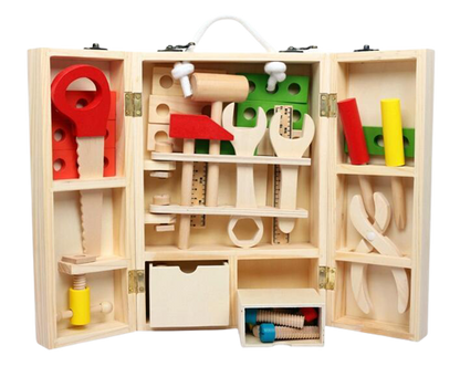 Trusa de scule din lemn cu 40 de accesorii, dimensiuni trusa 30 x 20 cm