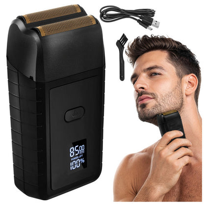 Aparat Electric de Ras Barba idealSTORE cu 3 Capete Rotative, Afisaj LED, Reincarcabil USB