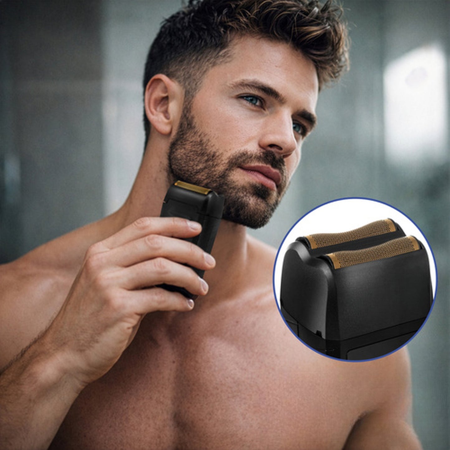 Aparat Electric de Ras Barba idealSTORE cu 3 Capete Rotative, Afisaj LED, Reincarcabil USB