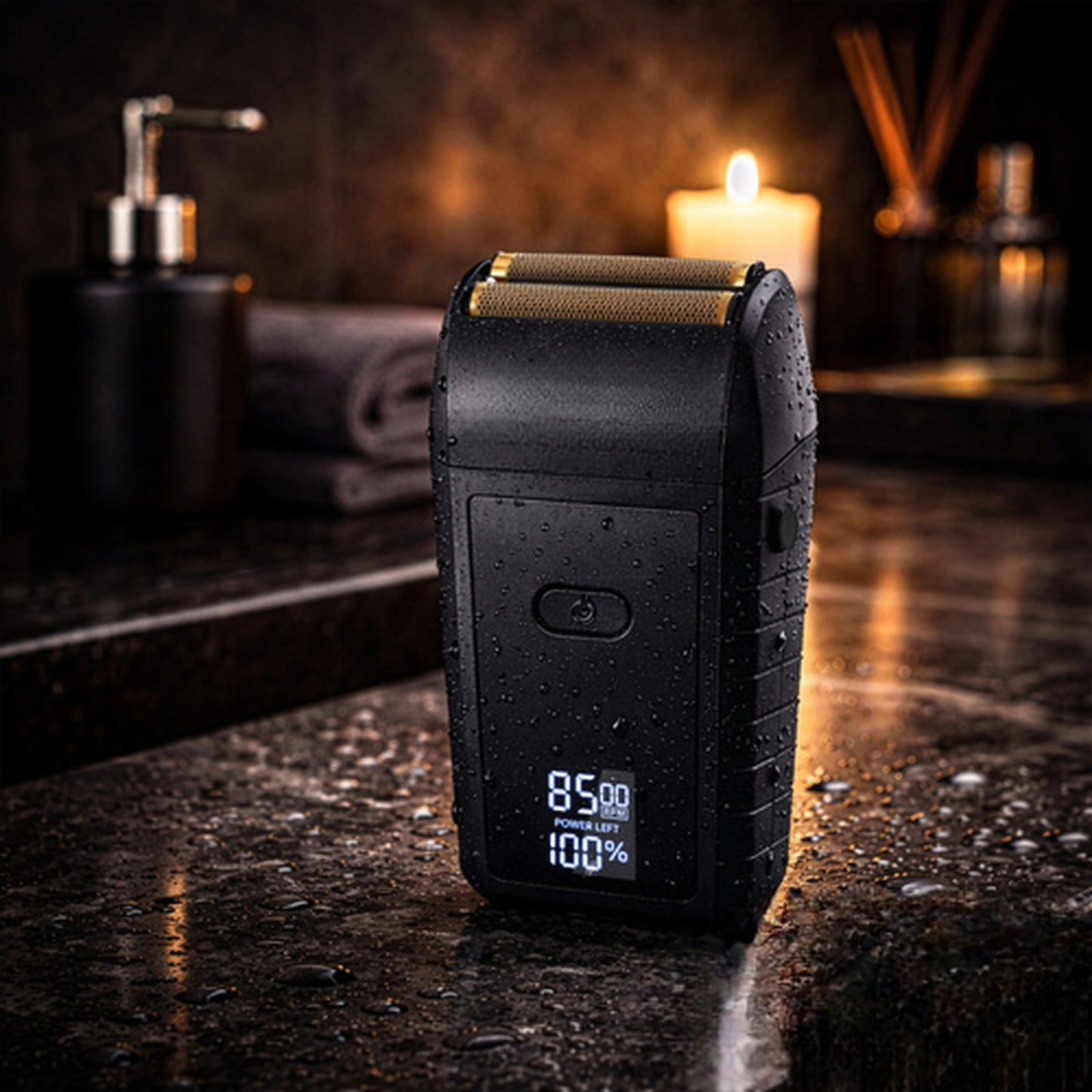 Aparat Electric de Ras Barba idealSTORE cu 3 Capete Rotative, Afisaj LED, Reincarcabil USB