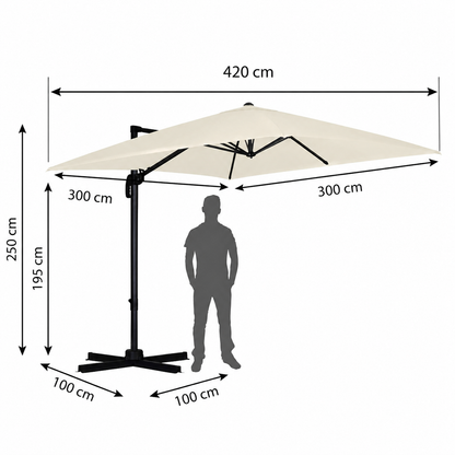 Umbrela de Gradina Pliabila 420 cm cu Rotire 360°, Protectie UV si Husa Inclusa