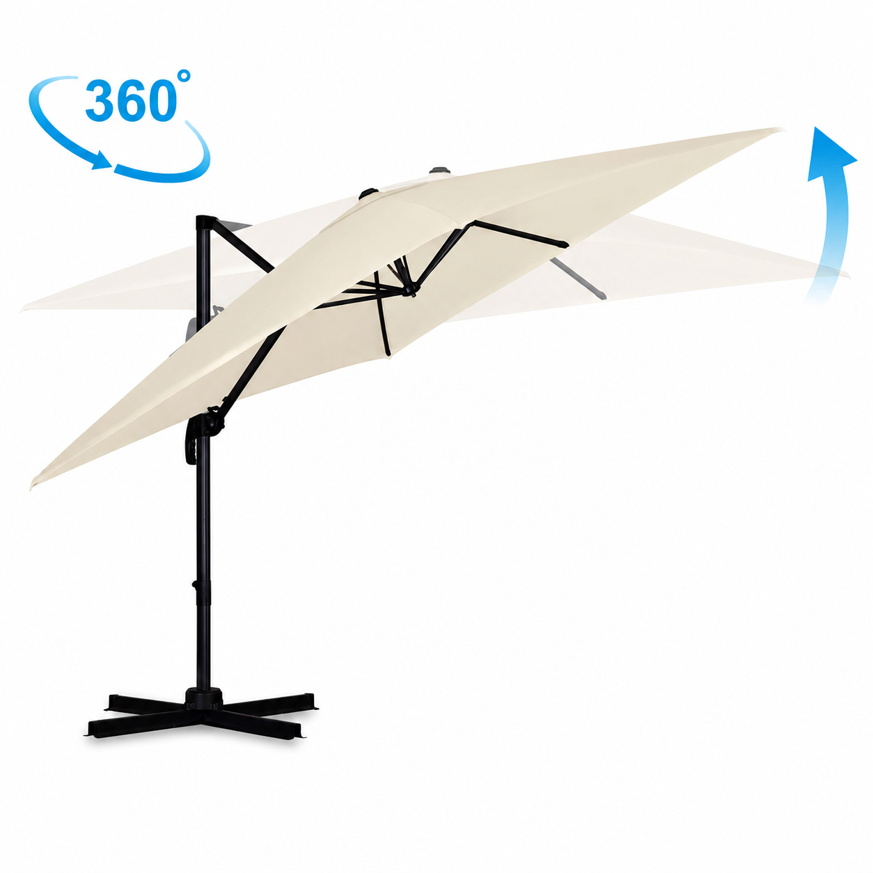 Umbrela de Gradina Pliabila 420 cm cu Rotire 360°, Protectie UV si Husa Inclusa