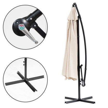 Umbrela de Gradina idealSTORE BeigeGarden, Deschidere 300 cm, Pliabila, Cadru Solid, Rezistenta Sporita (UV50+)