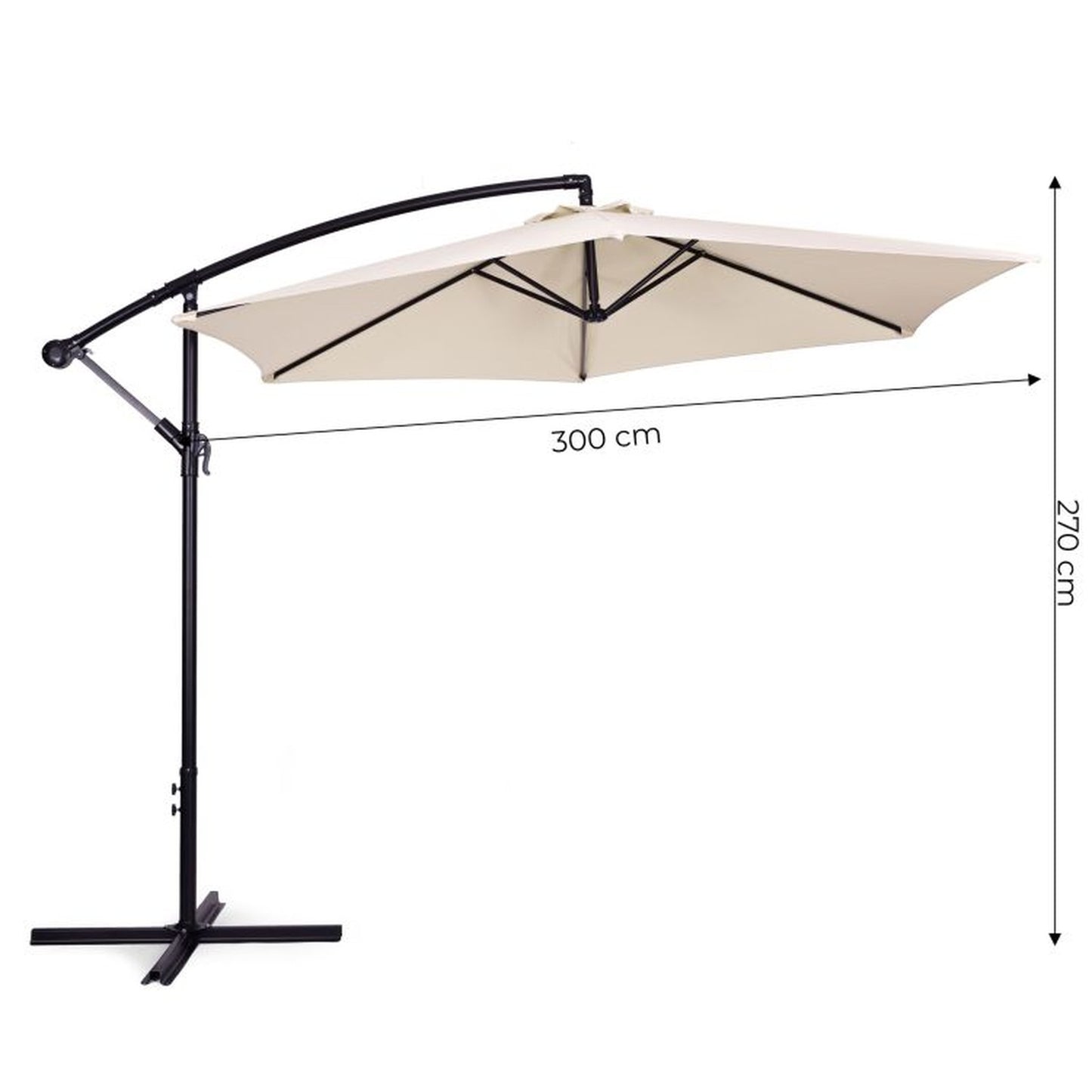 Umbrela de Gradina idealSTORE BeigeGarden, Deschidere 300 cm, Pliabila, Cadru Solid, Rezistenta Sporita (UV50+)