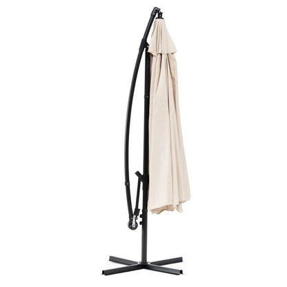 Umbrela de Gradina idealSTORE BeigeGarden, Deschidere 300 cm, Pliabila, Cadru Solid, Rezistenta Sporita (UV50+)