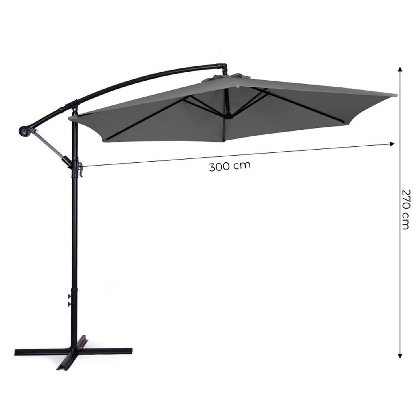 Umbrela de Gradina idealSTORE GreyGarden, Deschidere 300 cm, Pliabila, Cadru Solid, Rezistenta Sporita (UV50+)