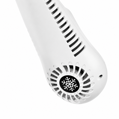 Ventilator Portabil pentru Gat IdealStore, Flux Aer 360°, 5 Trepte Viteza, Afisaj LED, USB-C, Reincarcabil, Alb