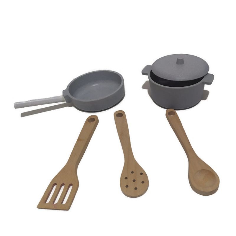 Bucatarie copii PROCART, lemn MDF alb, cuptor, frigider, chiuveta, set ustensile si cratite gatit, 91x102.5x30 cm