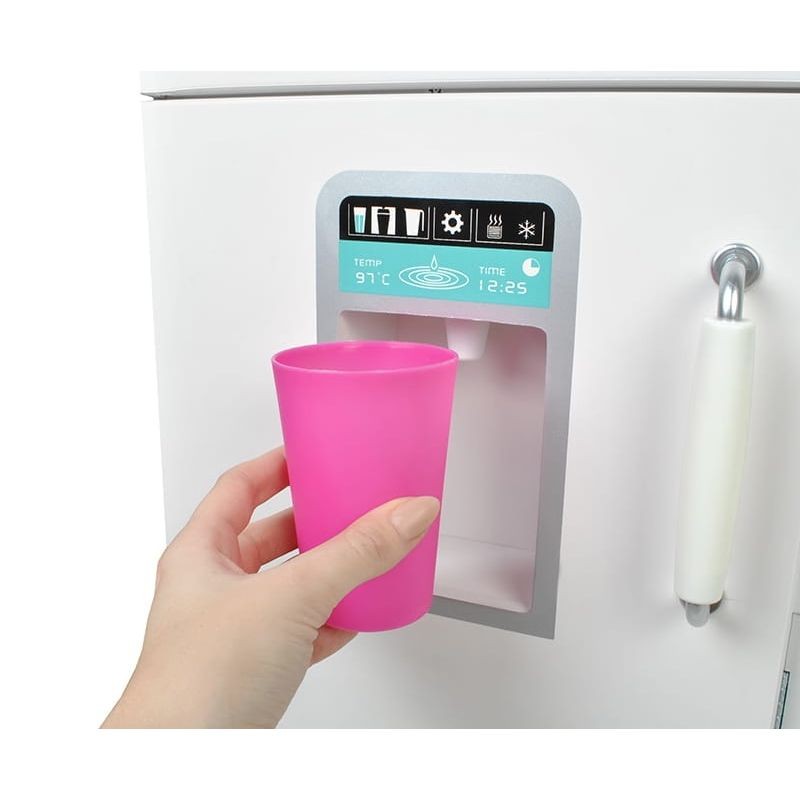 Bucatarie copii PROCART, lemn MDF alb, cuptor, frigider, chiuveta, set ustensile si cratite gatit, 91x102.5x30 cm