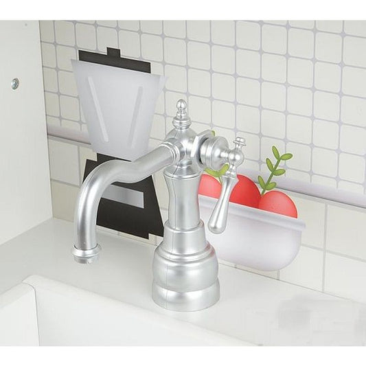 Bucatarie copii PROCART, lemn MDF alb, cuptor, frigider, chiuveta, set ustensile si cratite gatit, 91x102.5x30 cm