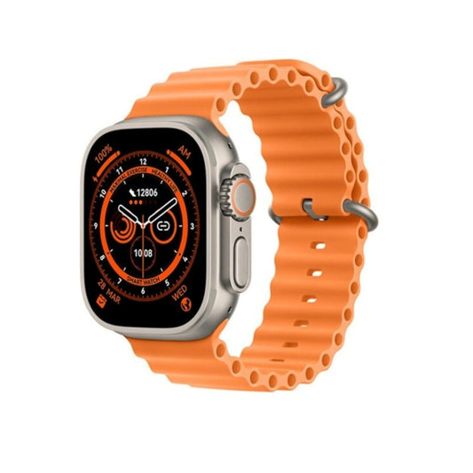 Ceas Smartwatch Watch 8 Ultra, Notificari Apeluri/Sms/Social Media, Monitorizare activitati fizice, somn, ritm cardiac, pedometru, player muzica, porctocaliu silicon